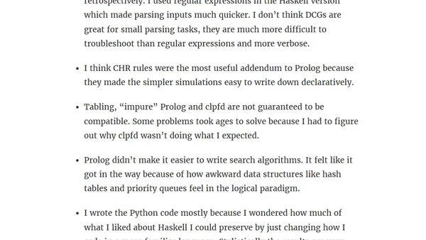 Advent of Code in Prolog, Haskell, Python and Scala