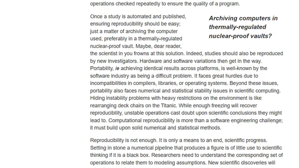 Beyond computational reproducibility, let us aim for reusability