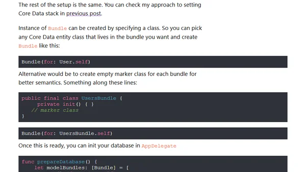 How to create Core Data database from multiple model files