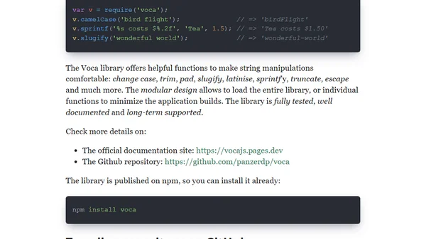 Announcing Voca: The Ultimate JavaScript String Library