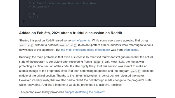 Go, HTTP handlers, panic, and deadlocks