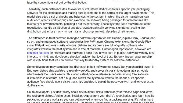 Developers shouldn't distribute their own software