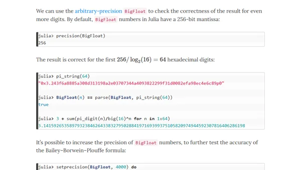 Computing the hexadecimal value of pi