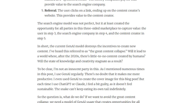 GenAI, The Snake Eating Its Own Tail: How tools like ChatGPT and Claude are destroying the ecosystems they rely on, and what to do about it