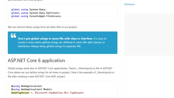 Global usings in C# 10