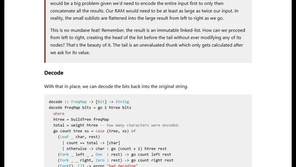 Building a data compression utility in Haskell using Huffman codes