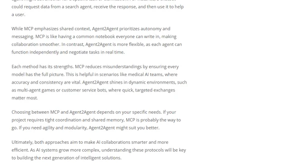 Model Context Protocol vs. Agent2Agent