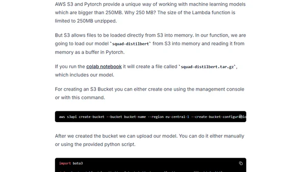 Serverless BERT with HuggingFace and AWS Lambda