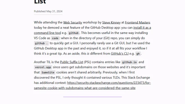 TIL `github` CLI & Public Suffix List