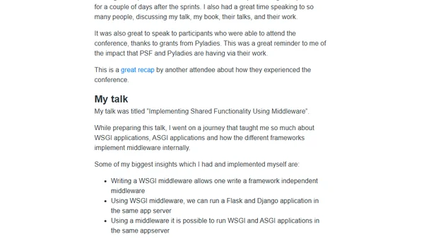 PyCon US 2022 Talk - Implementing Shared Functionality Using Middleware