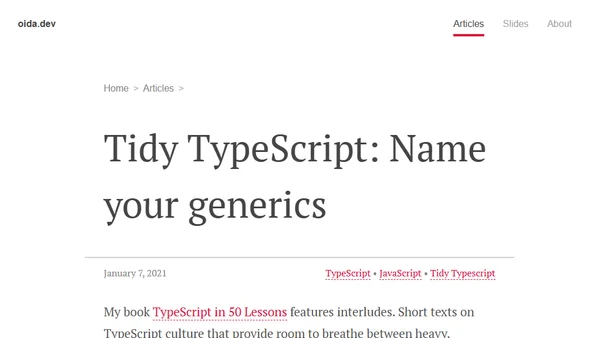 Tidy TypeScript: Name your generics