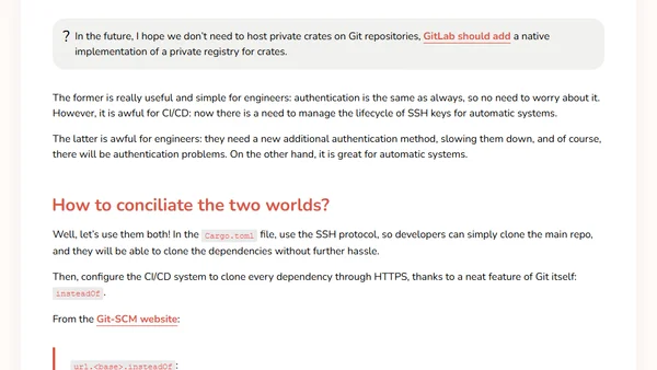 Managing Rust crates in private Git repositories