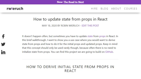 How to update state from props in React