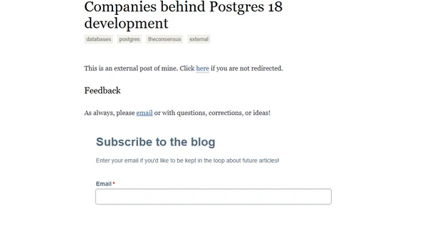 Companies behind Postgres 18 development