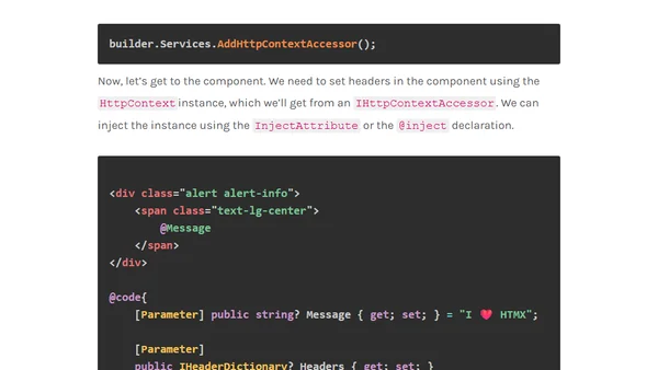 How to add HTTP headers to Blazor Components with RazorComponentResult