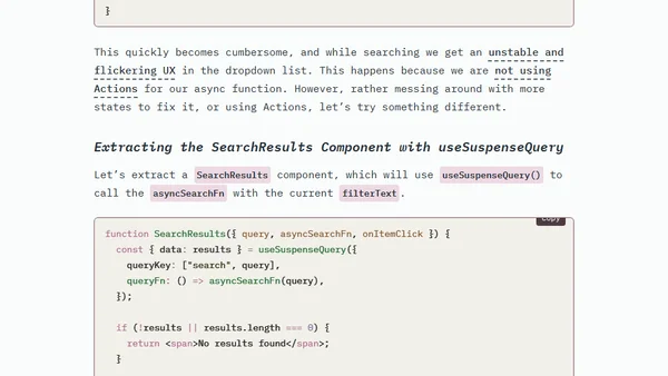 Building an Async Combobox with useSuspenseQuery() and useDeferredValue()