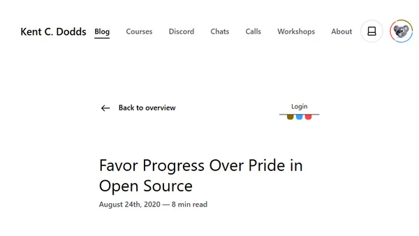 Favor Progress Over Pride in Open Source