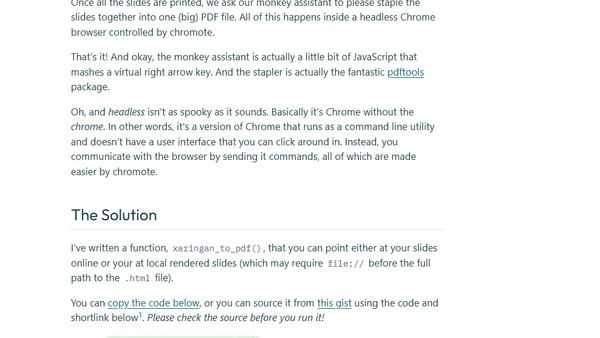 Printing xaringan slides with chromote