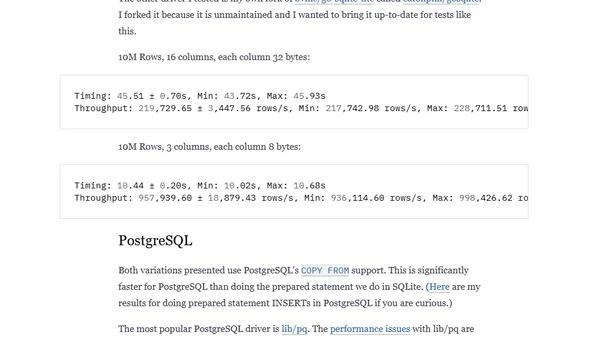 Go database driver overhead on insert-heavy workloads