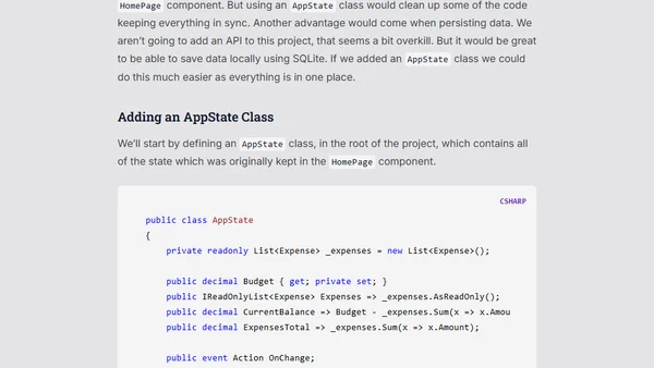 Mobile Blazor Bindings - State Management and Data