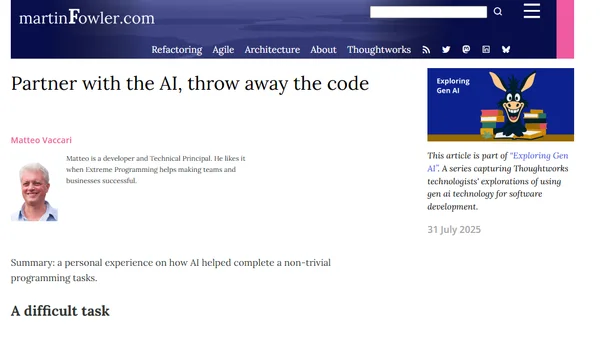 Partner with the AI, throw away the code