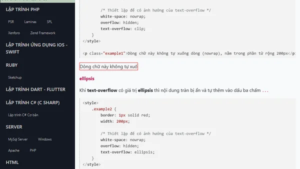Thuộc tính text-overflow trong CSS