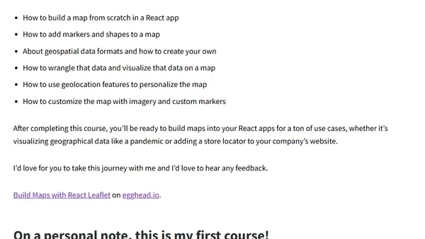 Building Maps with React Leaflet – Course on egghead.io