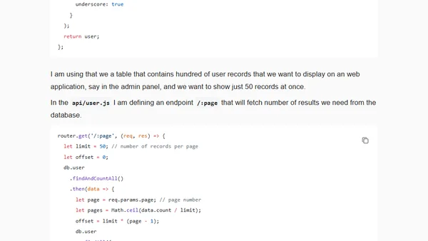 How to paginate records in MySQL using Sequelize and Nodejs