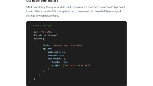 Configuring ASP.NET Core, webpack, and hot module replacement (hmr) for fast TypeScript development