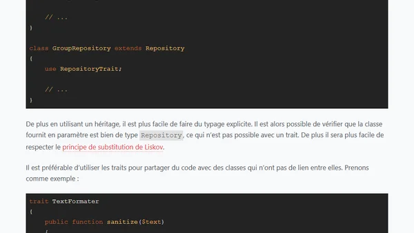 Trait ou héritage, il faut choisir