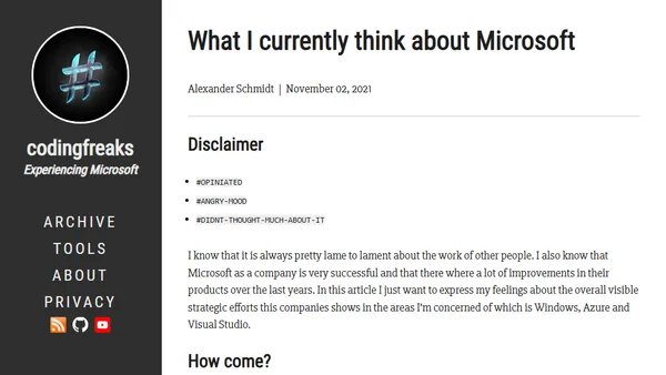 What I currently think about Microsoft