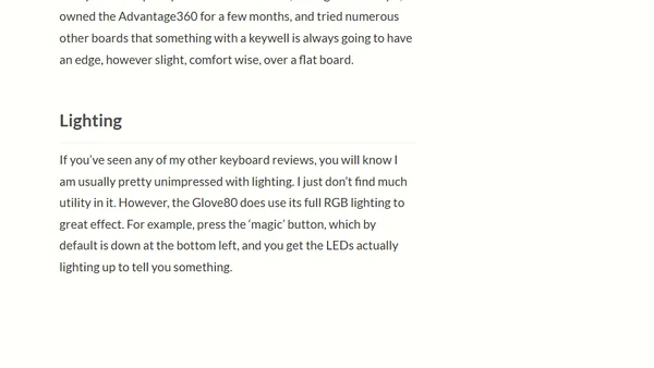 Review: MoErgo Glove80, split, wireless, columnar ergonomic keyboard with RGB