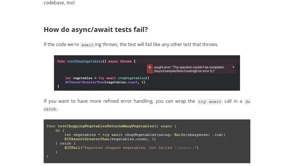 How to test Swift async/await code with XCTest