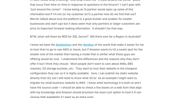 Bouquets and Brickbats for Amazon's AWS