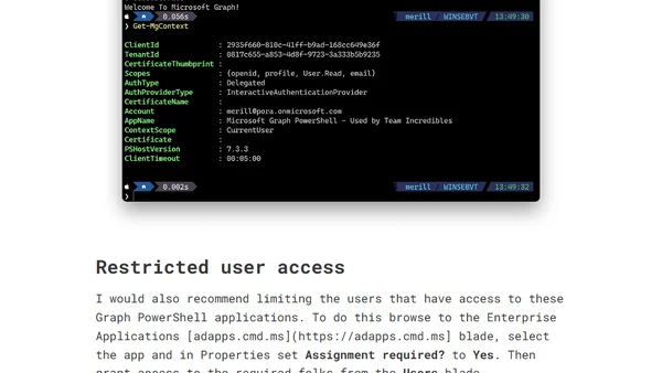 Use a custom app for Graph PowerShell delegate access