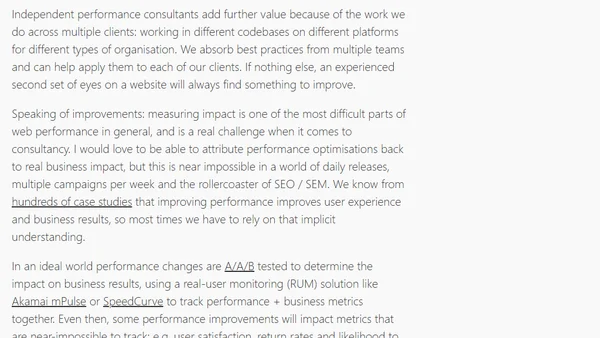 The value of an independent web performance consultant