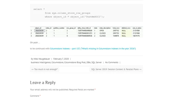 Columnstore Indexes – part 131 (“Rebuilding Rowstore Indexes ONLINE”)