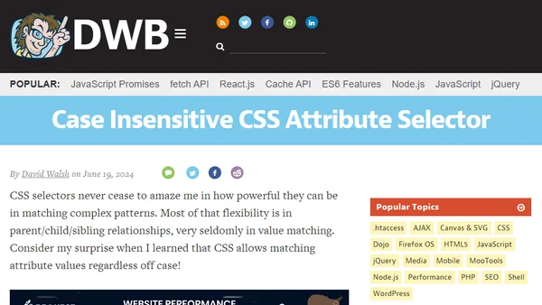 Case Insensitive CSS Attribute Selector