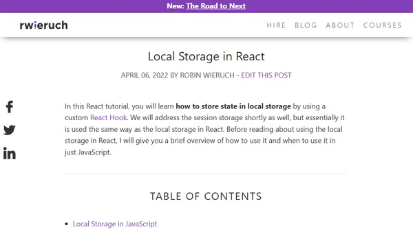 Local Storage in React