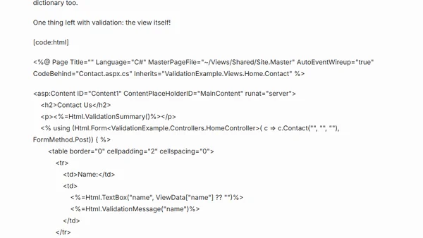 Form validation with ASP.NET MVC preview 5