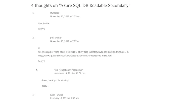 Azure SQL DB Readable Secondary