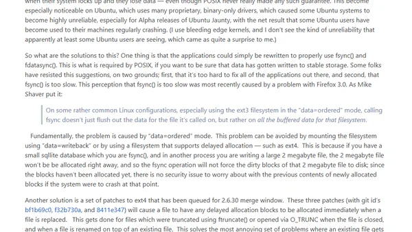 Delayed allocation and the zero-length file problem