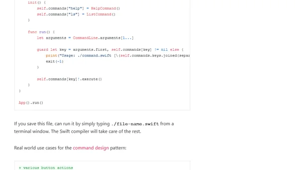 Swift command design pattern