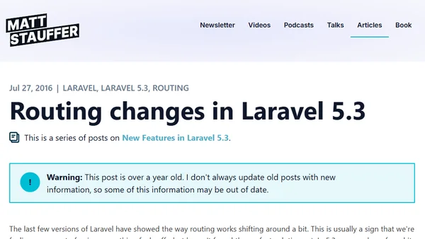 Routing changes in Laravel 5.3