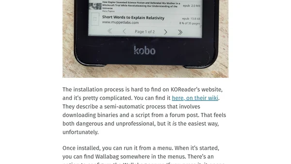 Reading blogs on my Kobo e-reader via Wallabag