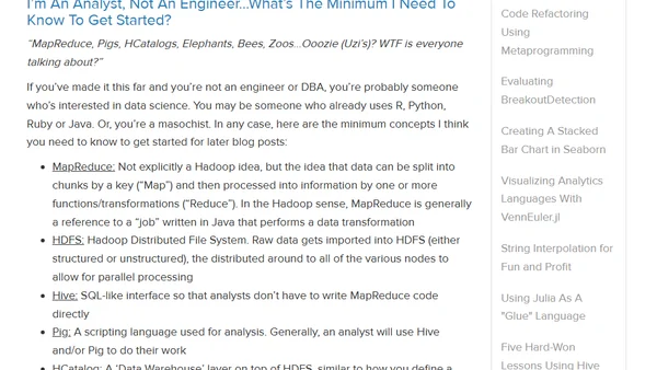 Getting Started Using Hadoop, Part 1: Intro