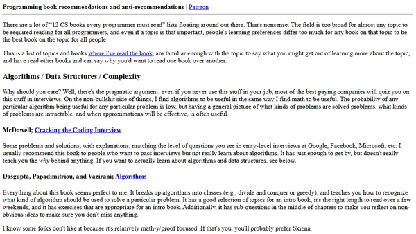Programming book recommendations and anti-recommendations