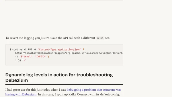 Changing the Logging Level for Kafka Connect Dynamically