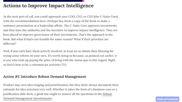 Actions to improve impact intelligence