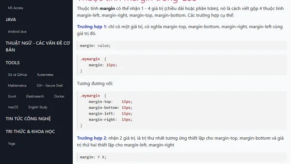 Thuộc tính margin trong CSS